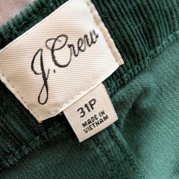 J. Crew Vintage straight corduroy pant dark green zip high rise stretch 31P - Picture 3 of 11